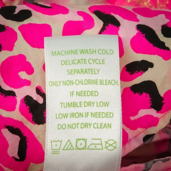 Lilly Pulitzer Size XL Sherida Pink Cheetah Leopard Animal Print Split V Neck Lo - Picture 7 of 9